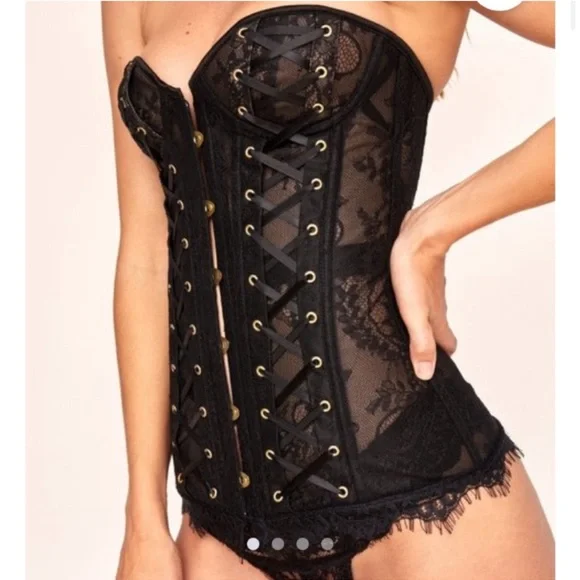 Cross Satin Ribbon Laced Up Corset Victorian